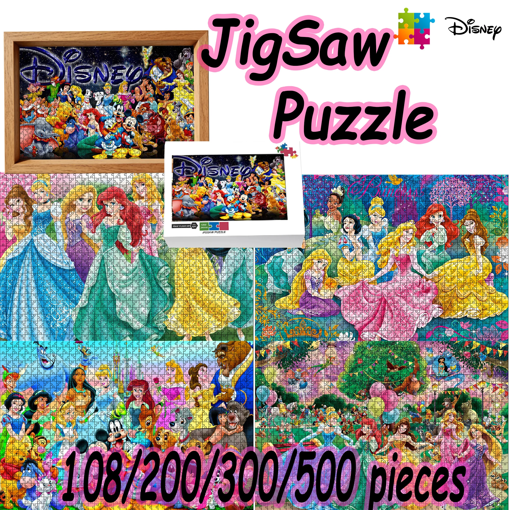 Board Game Fun - Disney Princess Puzzle 108/200/300/500/1000 Pieces Wooden