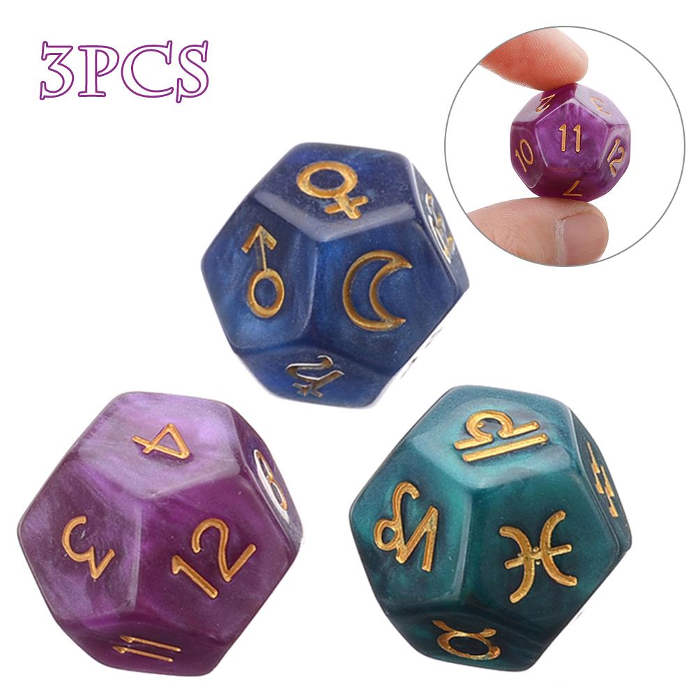 3PCS 12-Sided Dice Astrology T - đánh giá và giá Board Game Template