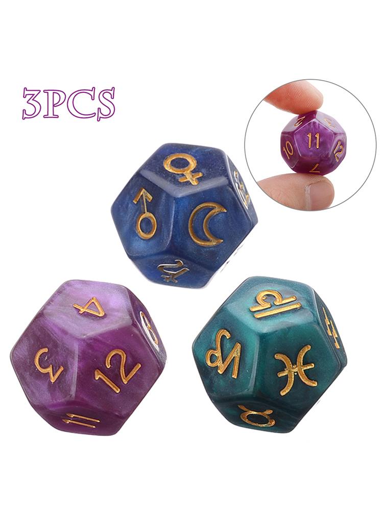 3PCS 12-Sided Dice Astrology T - đánh giá và giá Board Game Template