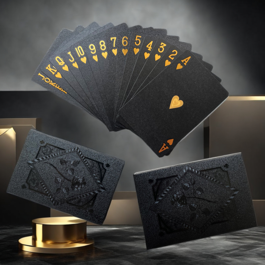 Color Black Gold Playing Card  - đánh giá và giá Board Game With Chips